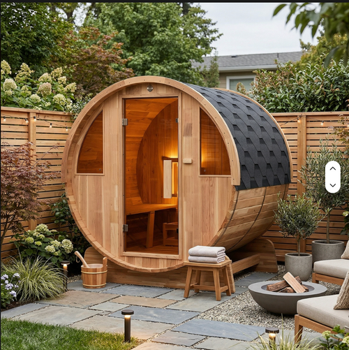 2–4 Person Japanese Cedar Outdoor Barrel Sauna