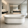 Freestanding Oval Natural Marble Soaking Bathtub