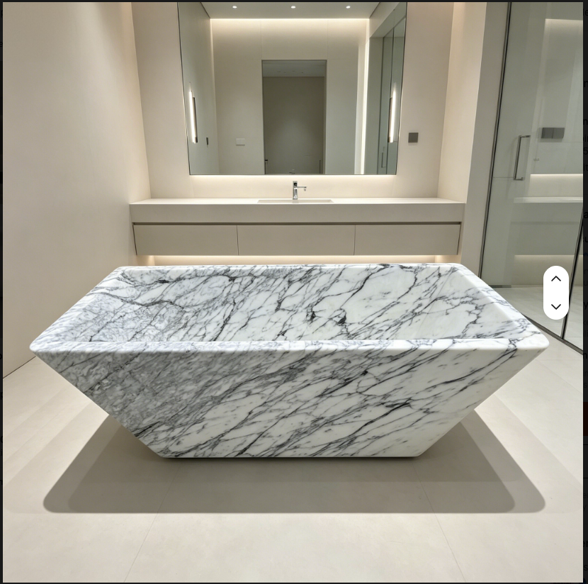Freestanding Oval Natural Marble Soaking Bathtub