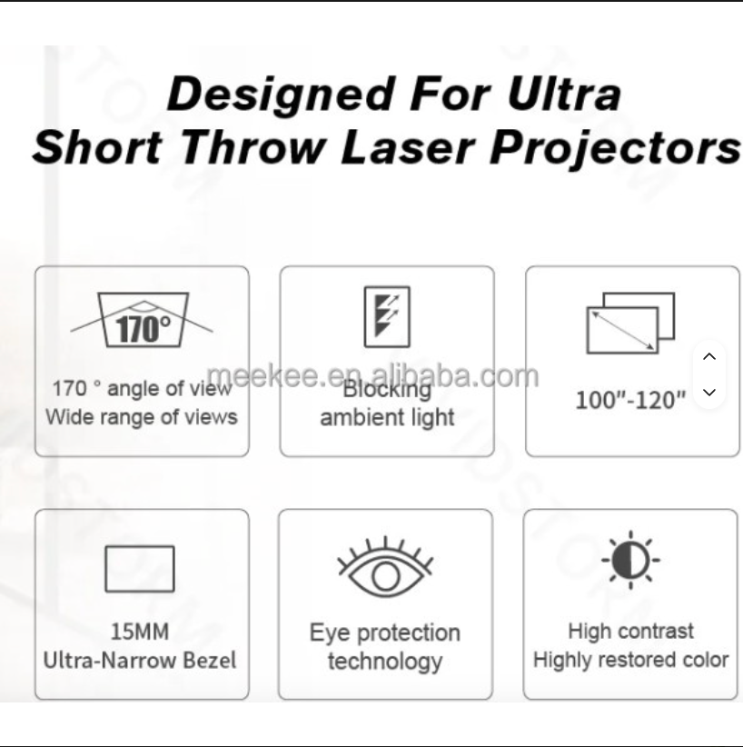 100-Inch PET Crystal ALR Fixed Frame UST Projector Screen
