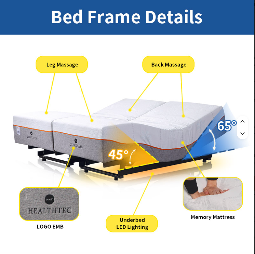 Queen Zero-Gravity Electric Adjustable Bed Base with Mattress