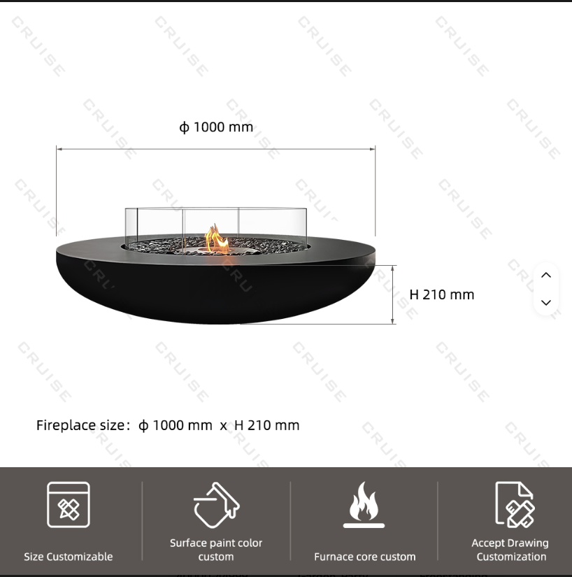 1000mm Round Stainless Outdoor Fire Pit Table