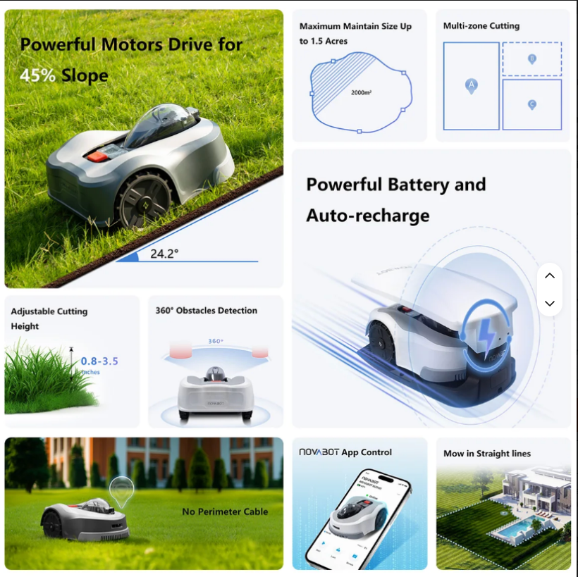 RTK + Vision Wire-Free Robot Lawn Mower