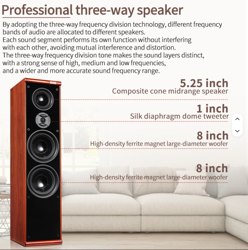 Dual 8-Inch Wooden Floor Tower Speaker Pair